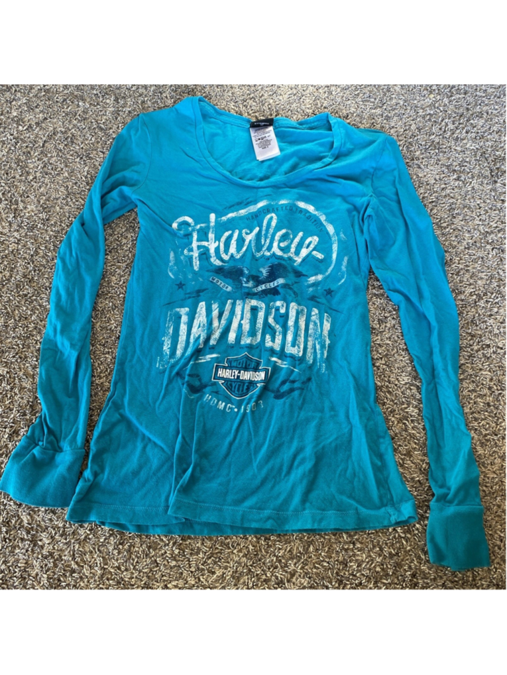 Harley Davidson Womens T-Shirt Blue Long Sleeve 100%Cotton El Paso, Texas Small - Picture 1 of 5